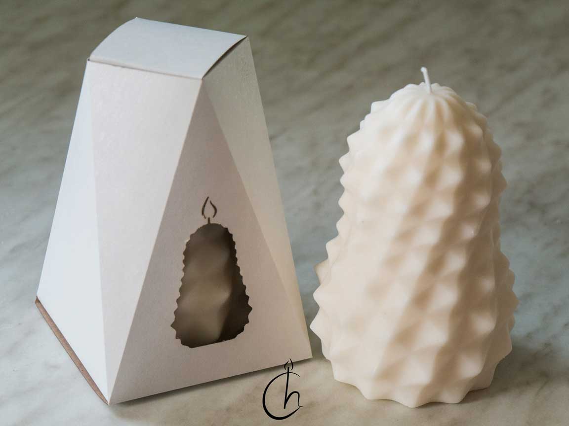 Chillness candle with custom pyramid packaging