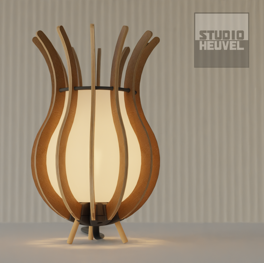 Popped lamp met kap, handgemaakt door Studio Heuvel in Oisterwijk